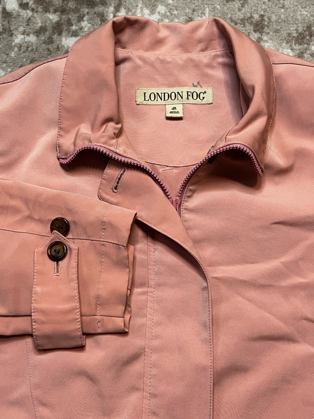 London Fog Womens XS Petite Dust Pink Trench Coat Jacket Zip Lightweight XSP